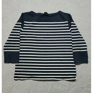 LAUREN RALPH LAUREN Womens Size L Top Black Stripe Long Sleeve